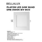 PLAFON LED 24W QUAD EMB 3000K BIV BCO BELLALUX