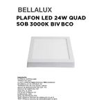 PLAFON LED 24W QUAD SOB 3000K BIV BCO BELLALUX