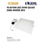 PLAFON LED 24W QUADRADO EMBUTIDO 4000K BIVOLT FOXLUX