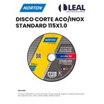 DISCO CORTE AÇO/INOX STANDARD 115X1.0 NORTON 