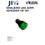 SINALEIRO LED 22MM AD1622DG VERDE 12V JNG
