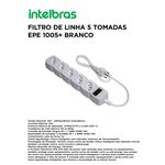 FILTRO DE LINHA 5 TOMADAS BRANCO EPE1005+ INTELBRAS