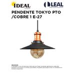 PENDENTE TOKYO PRETO/COBRE 1 E-27 IDEAL
