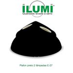 PLAFON PRETO 2 LAMP C/ SOQ. PORC E-27 ILUMI