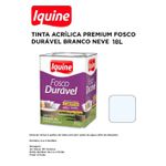 TINTA ACRÍLICA PREMIUM FOSCO DURÁVEL BCO NEVE LATA 18L IQUINE