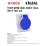 TOMADA DE EMBUTIR INDUSTRIAL 250V 32A 3P+T 9H