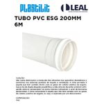 TUBO PVC ESG 200MM 6M PLASTILIT