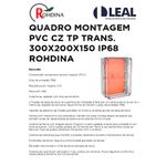 QUADRO MONTAGEM PVC CINZA TAMPA TRANSPARENTE. 300X200X150 IP66 ROHDINA