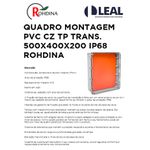 QUADRO MONTAGEM PVC CINZA TAMPA TRANSPARENTE 500X400X200 IP66 ROHDINA