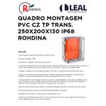 QUADRO MONTAGEM PVC CINZA TAMPA TRANSPARENTE. 250X200X130 IP66 ROHDINA