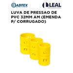 LUVA DE PRESSÃO DE PVC 32MM AMARELA (EMENDA PARA CORRUGADO) ADTEX