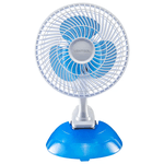 VENTILADOR MINI 20CM BRANCO E AZUL (BASE OU CLIPS)