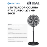 VENTILADOR COLUNA NOTOS 50 CM PRETO 127V