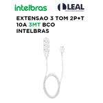 EXTENSÃO 2P+T 10A 3 METROS BRANCA 3 TOMADAS INTELBRAS