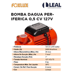 BOMBA DAGUA PERIFERICA 0,5 CV 127V FOXLUX