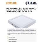 PLAFON LED 12W QUADRADO SOB 4000K BIV FOXLUX