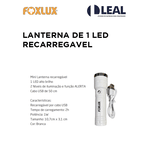 LANTERNA DE 1 LED RECARREGAVEL FOXLUX