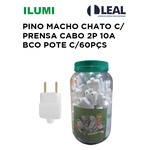 PINO MACHO CHATO COM PRENSA CABO 2P 10A BRANCO POTE COM 60 PEÇAS ILUMI