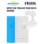 SPOT ELETRIFICADO PARA TRILHO 10W BRANCO 3000K BLUMENAU 36103004