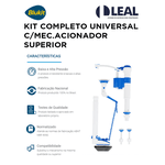 KIT COMPLETP UNIVERSAL PARA CAIXA ACOPLADA COM MECANISMO ACIONADOR SUPERIOR BLUKIT