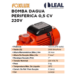 BOMBA DAGUA PERIFERICA 0,5 CV 220V FOXLUX