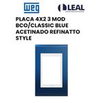 PLACA 4X2 3 MOD BRANCO/CLASSIC BLUE ACETINADO REFINATTO STYLE 