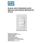 PLACA 4X2 3 MOD BRANCO ALTO BRILHO REFINATTO PREMIUM 
