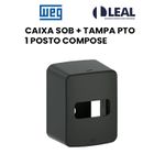 CAIXA SOBREPOR COM TAMPA PRETO 1 POSTO COMPOSE WEG 