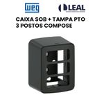 CAIXA SOBREPOR COM TAMPA PRETO 3 POSTOS COMPOSE WEG 