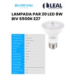 LÂMPADA PAR 20 LED 8W BIV 6500K E27 BLUMENAU 