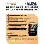 RESINA MULT. SOLVENTE INCOLOR BRILHANTE 18L HYDRONORTH