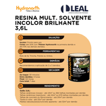 RESINA MULT. SOLVENTE INCOLOR BRILHANTE 3,6L HYDRONORTH 