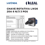 CHAVE ROTATIVA LW26 20A 6 N/3 3 POS LUKMA