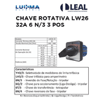 CHAVE ROTATIVA LW26 32A 6 N/3 3 POS LUKMA