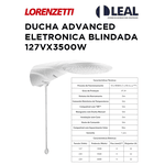 DUCHA ADVANCED ELETRONICA BLINDADA 127VX3500W 