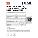 PROGRAMADOR / TIMER ANALOGICO RTM 110V/60HZ COEL 