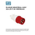 PLUGUE INDUSTRIAL 380/440V 32A 2P+T 9H VERMELHO WEG 