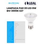 LAMPADA PAR 20 LED 8W BIV 3000K E27 BLUMENAU 01071013