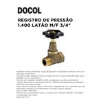 REGISTRO DE PRESSAO 1400 MF 3/4 DOCOL 20100600