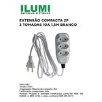 Extensão Compacta 2P+T com Cabo PP Chato 10A 250V 1,5m ILUMI
