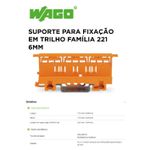 SUPORTE PARA FIXACAO EM TRILHO FAMILIA 221 6MM WAGO