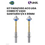 KIT PARAFUSO ACO LIGA COBRE P/ VASO SANITARIO 1/4 X 80MM BUCHA 10 BLUKIT 