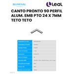 CANTO PRONTO 90 PERFIL ALUM. EMB PTO 24 X 7MM TETO TETO BLUMENAU 