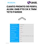 CANTO PRONTO 90 PERFIL ALUM. EMB PTO 24 X 7MM TETO PAREDE BLUMENAU 