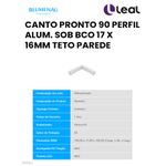 CANTO PRONTO 90 PERFIL ALUM. SOB BCO 17 X 16MM TETO PAREDE BLUMENAU 