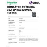 CONTATOR POTENCIA 38A 3P 1NA 220VCA TESYS E SCHNEIDER 