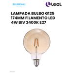 LAMPADA BULBO G125 174MM FILAMENTO LED 4W BIV 2400K E27 BLUMENAU