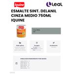 Tinta Esmalte Brilhante Delanil Madeiras e Metais 750ml Cinza Médio IQUINE