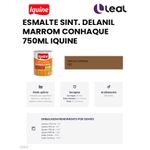 Tinta Esmalte Brilhante Delanil Madeiras e Metais 750ml Marrom Conhaque IQUINE