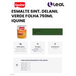 Tinta Esmalte Brilhante Delanil Madeiras e Metais 750ml Verde Folha IQUINE